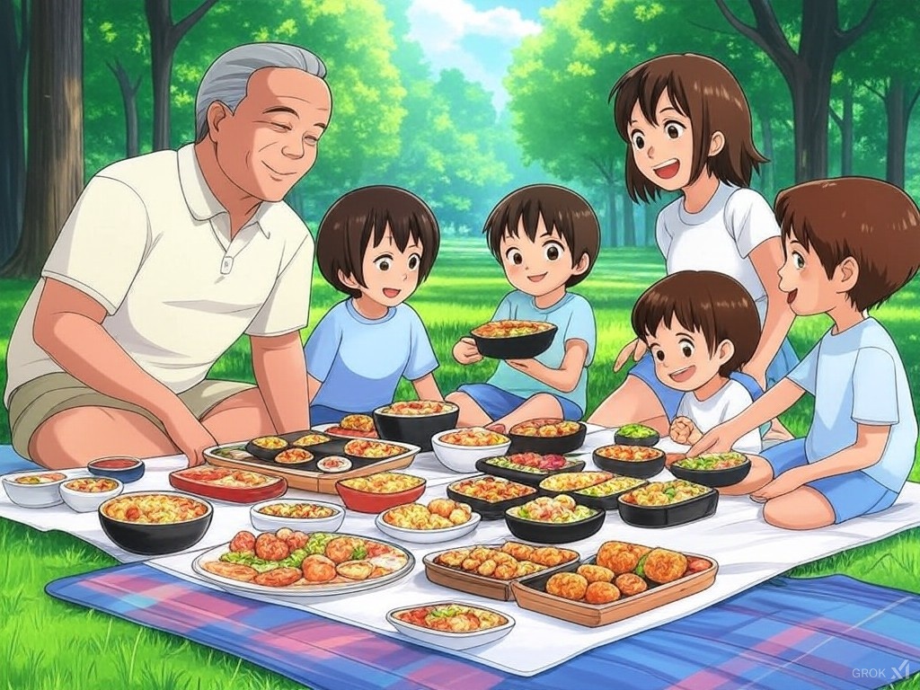 Picnic manga with loads of people